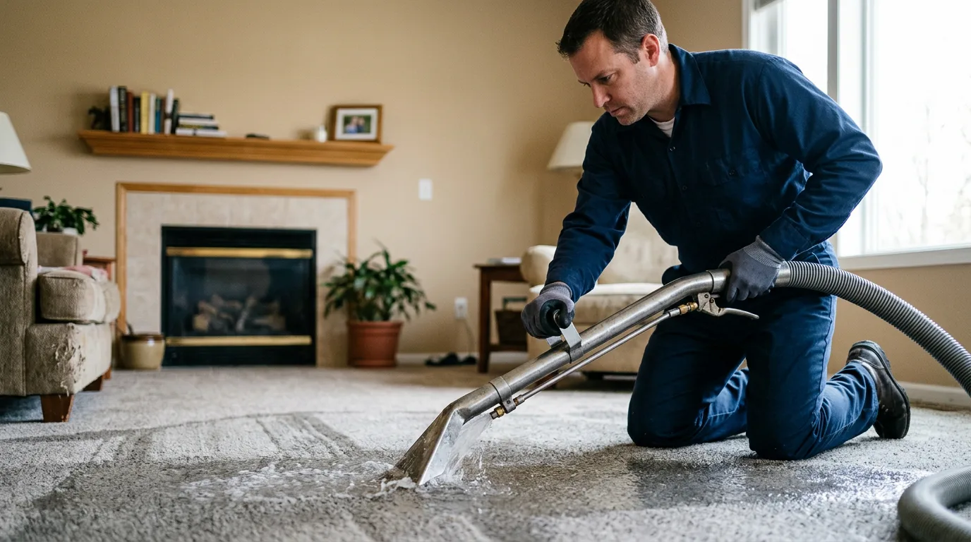 Water damage restoration technician working near Palmdale, FL